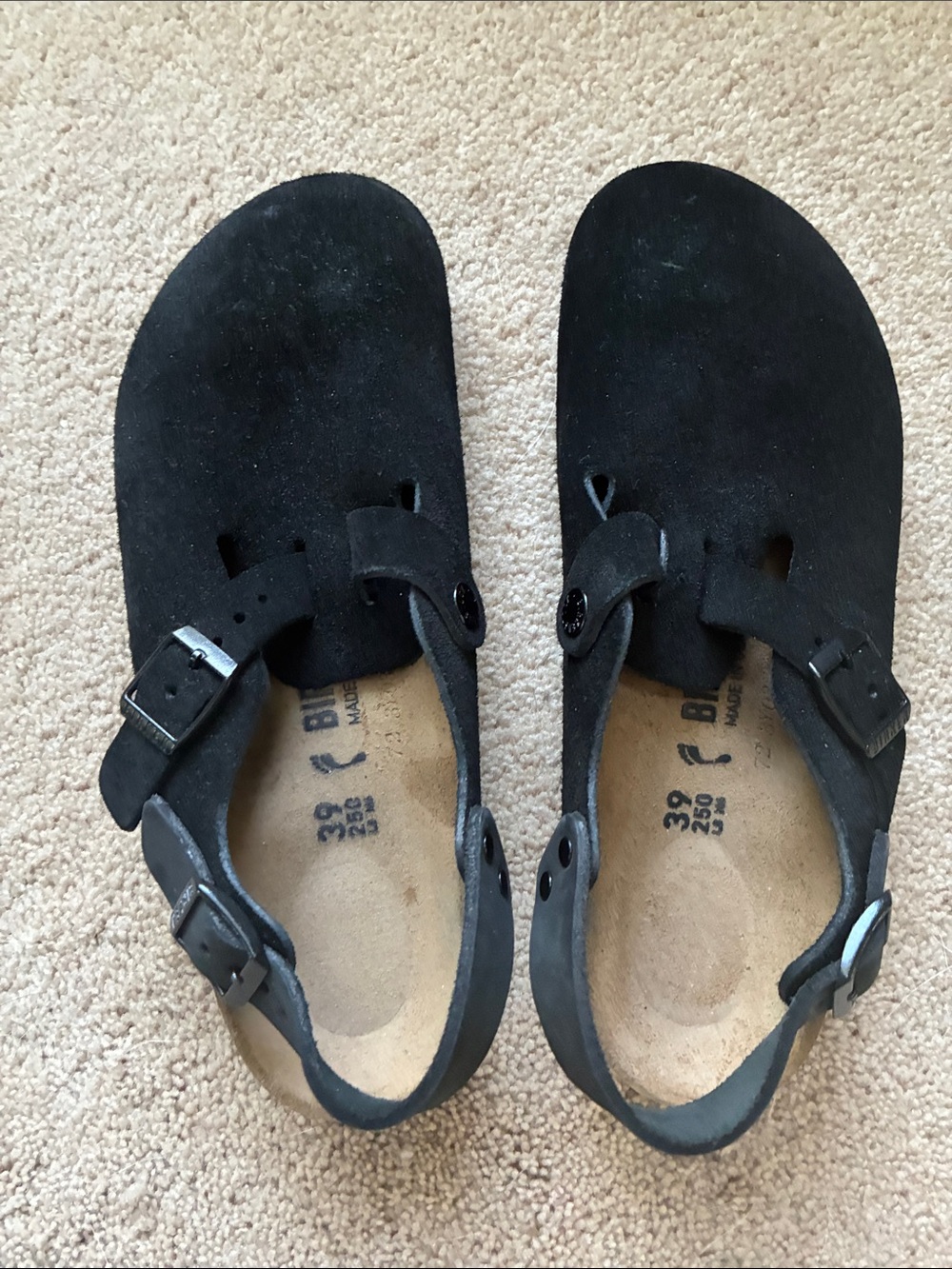Birkenstock Black Suede Slingback Clogs - Picture 2 of 4